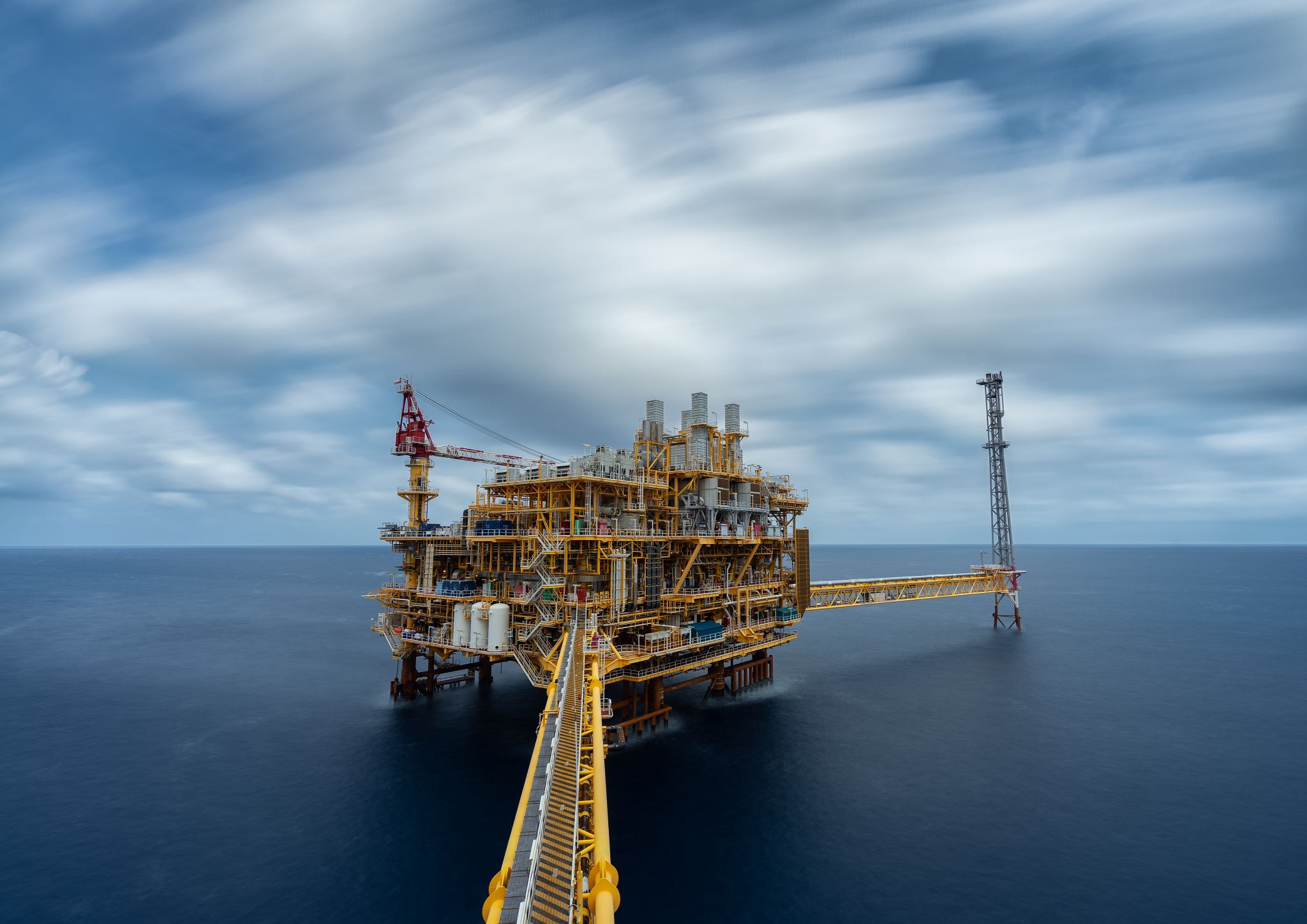 Offshore production platform at sea